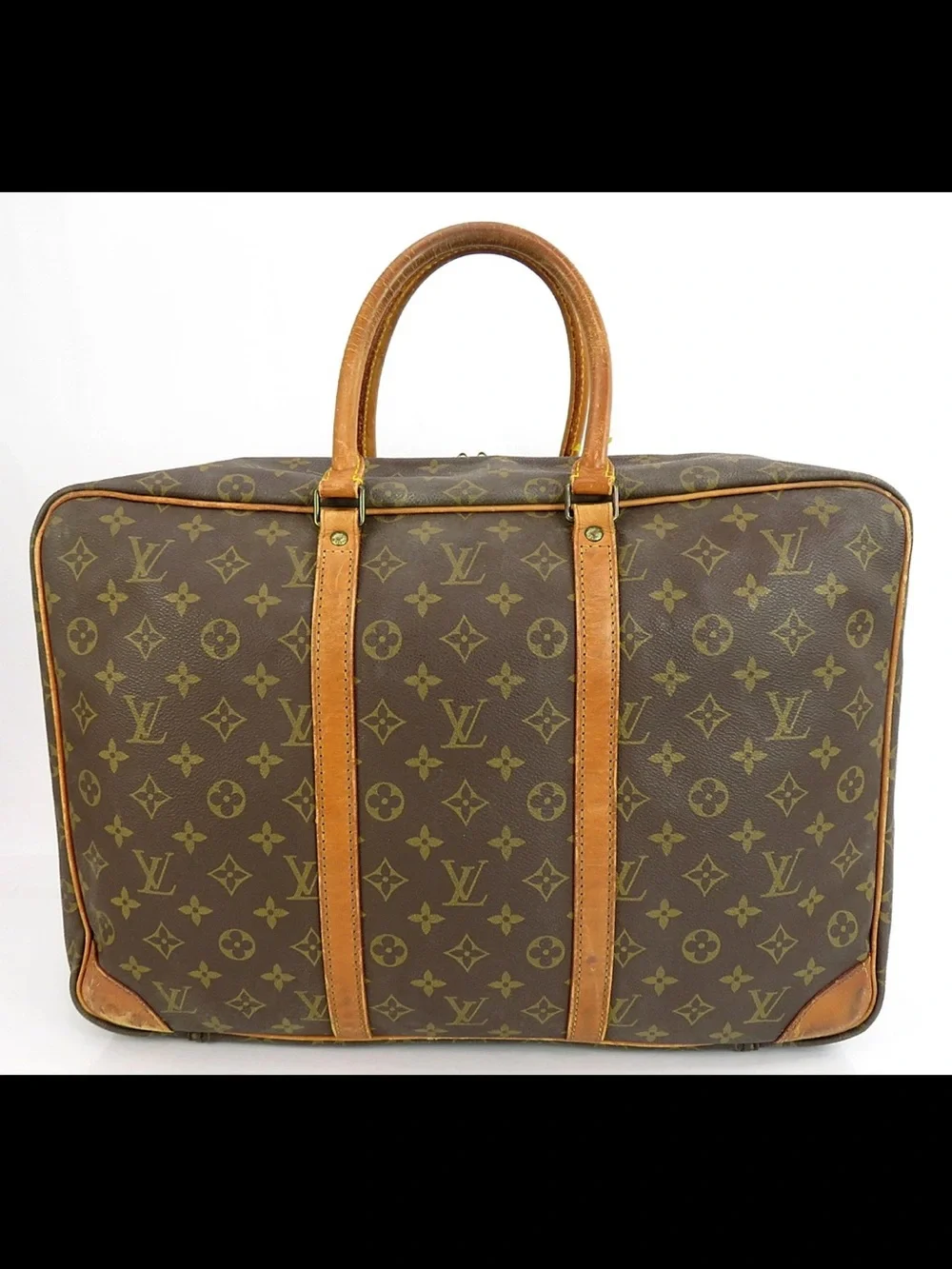 Louis Vuitton Brown Monogram Canvas Briefcase with Tan Trim